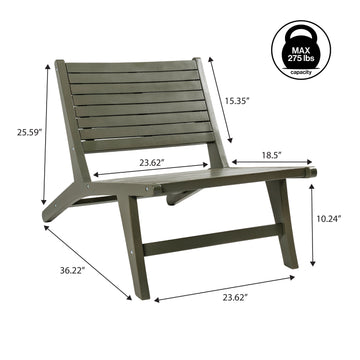 Leo Mid-Century Modern Wood Armless Outdoor Patio Chair